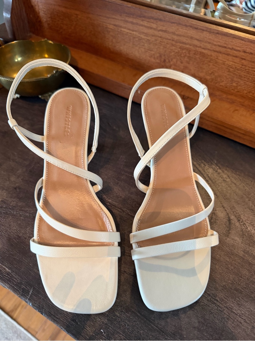 Whistles Ivory Strappy Square-Toe Heeled Sandals